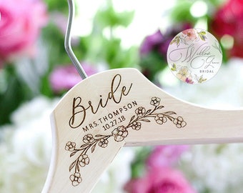 Personalized Bride Hanger with Date - Wedding Hanger - Custom Mrs Hanger