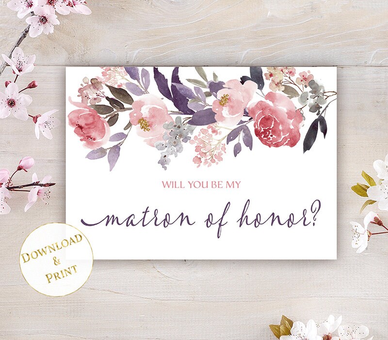 Matron of Honor Proposal Card Printable Will You Be My Matron | Etsy