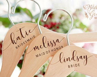 Personalized Bridesmaid Hangers - Wedding Hanger - Bridal Dress Hanger - Engraved Bridesmaid Hanger - Wedding Name Hangers