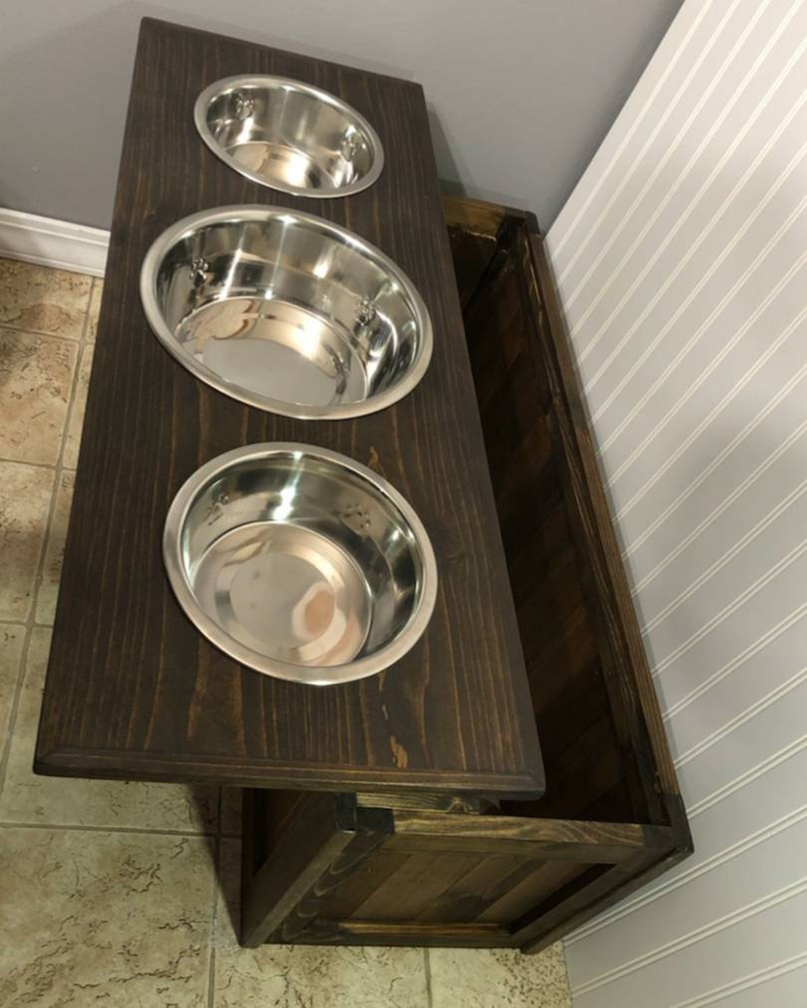 Dog Bowl Stand With Storage Perfect for Two Large Dogs. Rustic Etsy