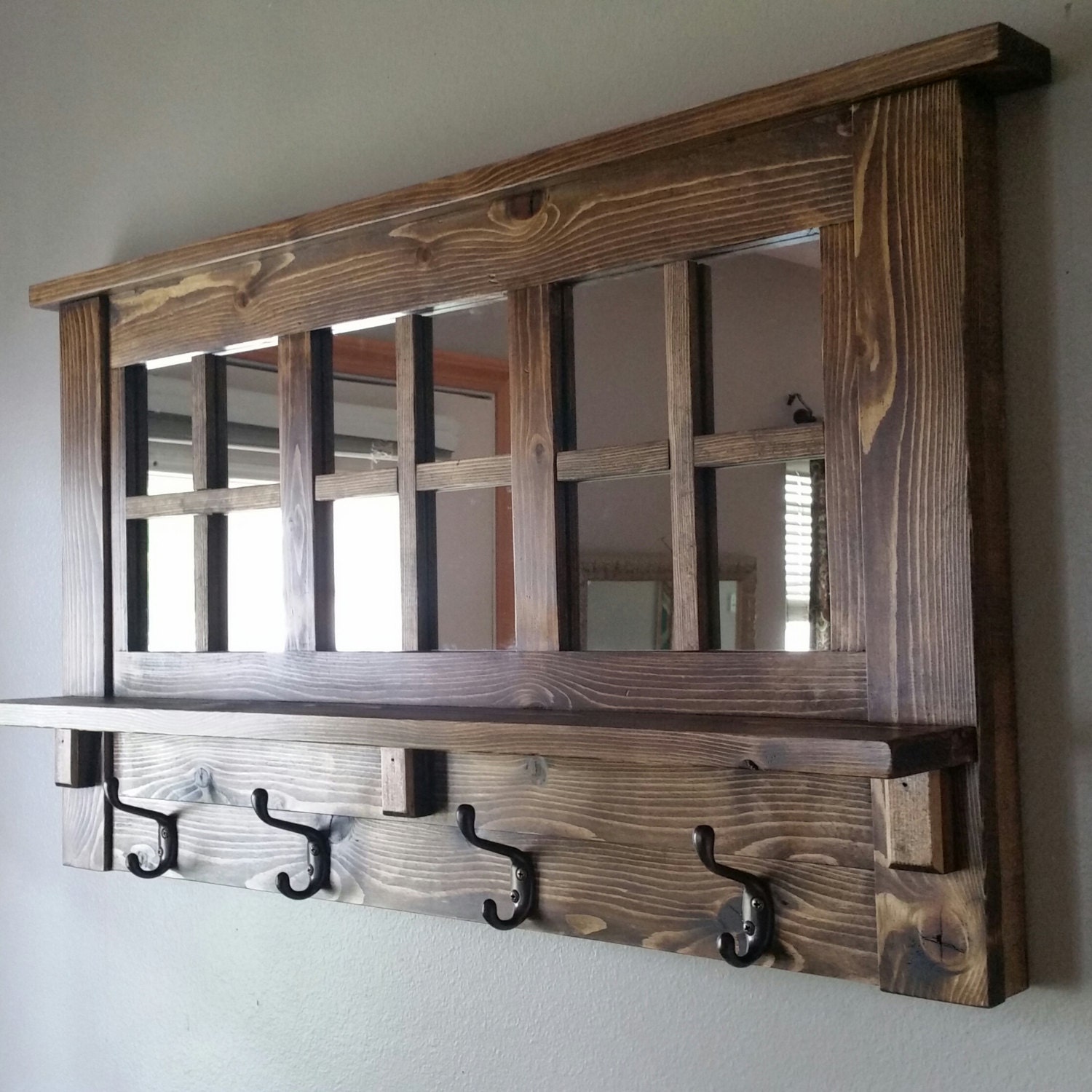 Coat Rack Mirrored Coat Rack Rustic Coat Rack Entry Way Etsy