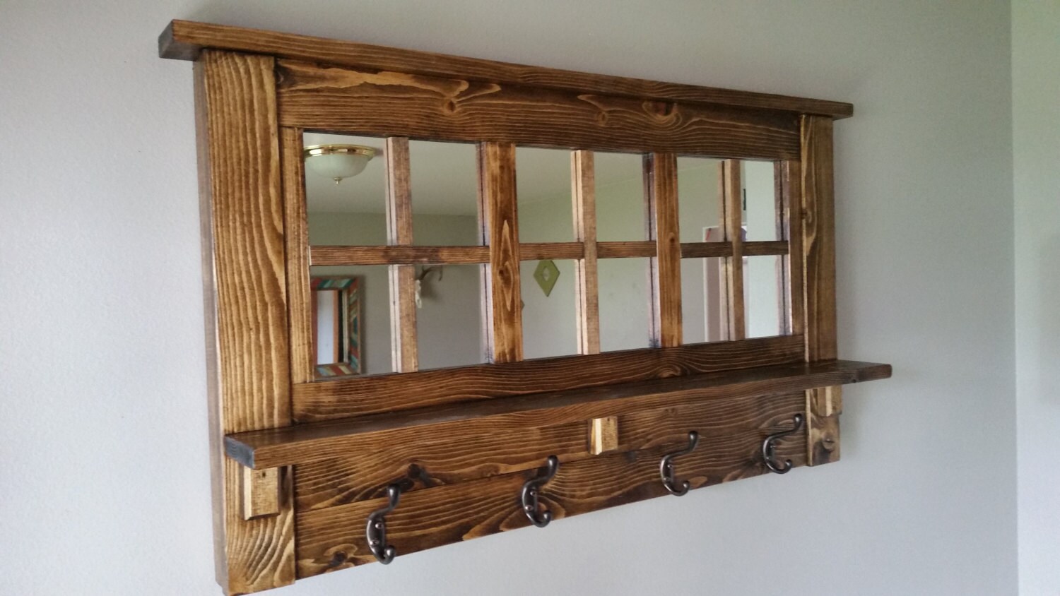 Coat Rack Mirrored Coat Rack Rustic Coat Rack Entry Way Etsy