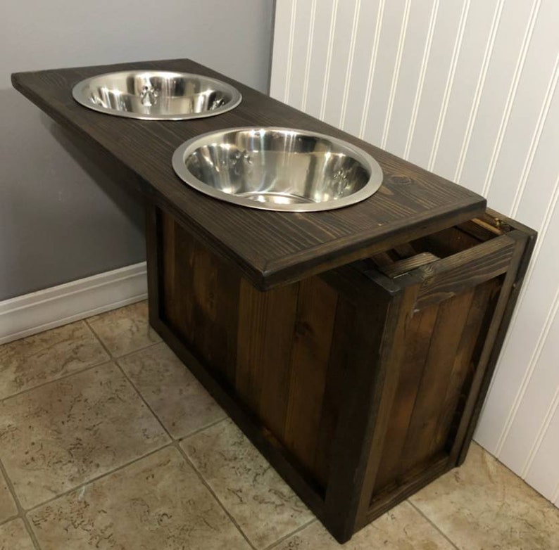 Dog Feeder With Storage Elevated Feeder Dog Feeder Pet Etsy