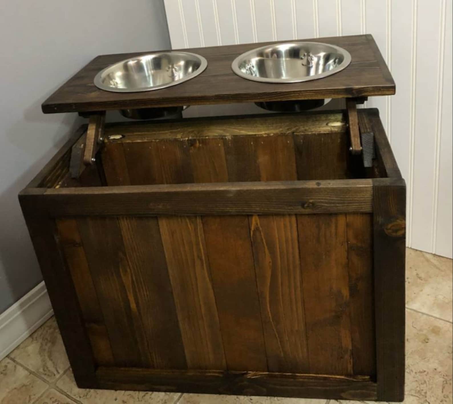 Dog Feeder With Storage Elevated Feeder Dog Feeder Pet Etsy