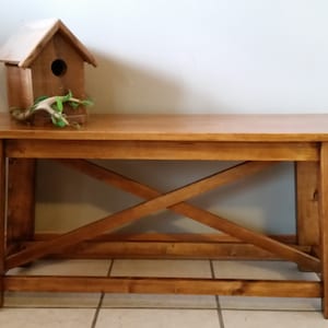 Handmade Rustic Pine Wood Entryway Bench, Farmhouse Style