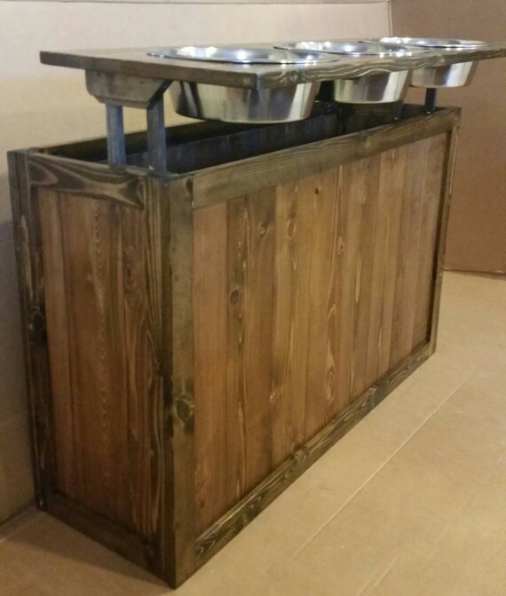 Extra Large Rustic Dog Feeder Great Dane Dog Feeder Wood Etsy