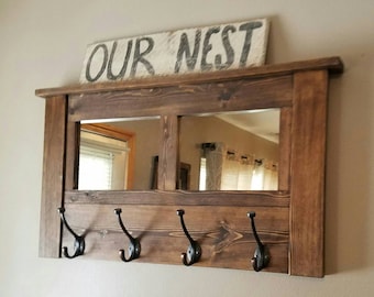 Mirror Coat Rack Mirror Coat Rack, Oak Wall Coat Rack With Mirror