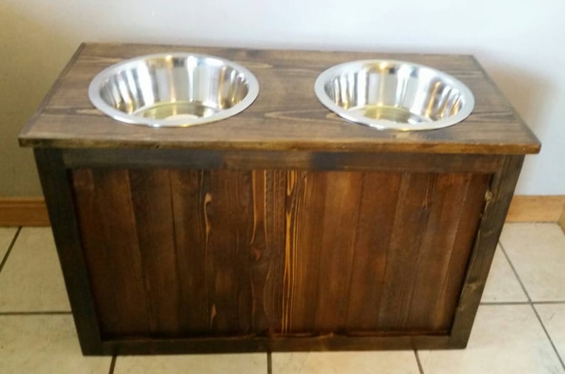 Raised Dog Feeder With Storage Great Dane Dog Feeder XL Dog Etsy