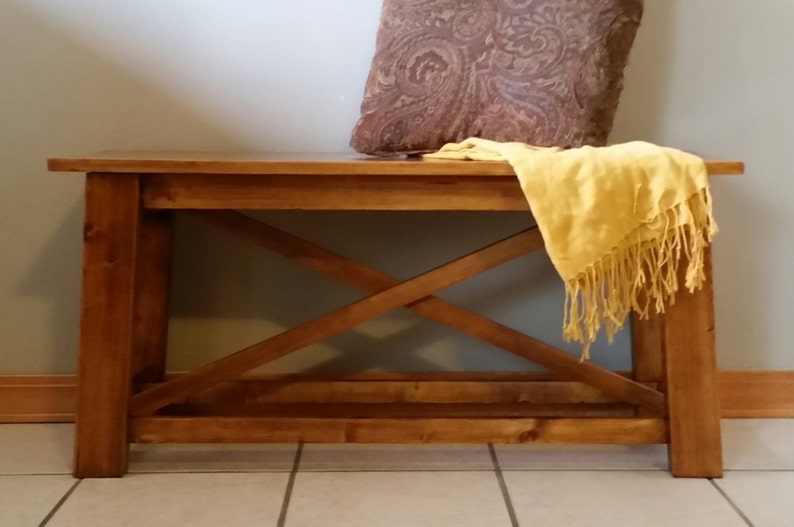 Bench, wood bench, Rustic becnh, rustic entryway bench, Farmhouse Bench, Rustic wood dining bench image 2