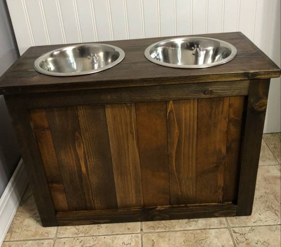 Dog Feeder With Storage Elevated Feeder Dog Feeder Pet Etsy