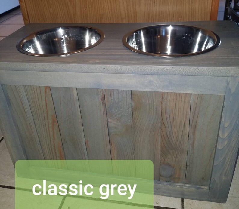 Dog feeder with storage dog feeder elevated feeder dog bowls pet bowls reclaimed feeder western dog feeder pet feeder