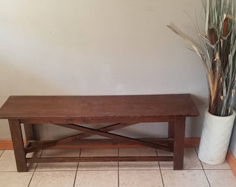 Rustic entryway bench, Rustic Wood Benches, Entryway Bench, Wooden bench, Entry Bench, Farmhouse Bench, x bench, 51 inch long bench