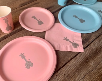 BOY OR GIRL Gender Reveal Giraffe Party or Baby Shower Cups, Plates, and Napkins, Boy or Girl Party, Giraffe Party, Its a Boy, Its a Girl,