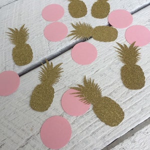 Pink and Gold Pineapple Confetti, 50 pieces, Pineapple Birthday Party image 2