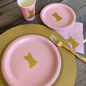 Yorkie Cups, Plates and Napkins, Dog Birthday Party, Dog Themed Birthday, Dog Pawty