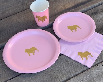 English Bulldog Cups, Plates and Napkins, Dog Birthday Party, Dog Themed Birthday, Dog Pawty
