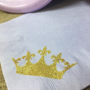 Lavender and Gold Glitter Crown Party Cups, Plates, and Napkins, Princess Party,Princess Baby Shower, Princess Birthday image 4