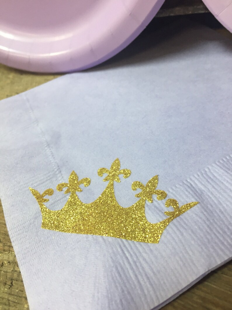 Lavender and Gold Glitter Crown Party Cups, Plates, and Napkins, Princess Party,Princess Baby Shower, Princess Birthday image 4