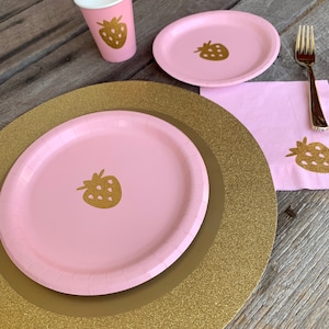 Strawberry Cups, Plates and Napkins, Strawberry Theme Birthday Party, Strawberry Birthday