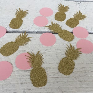 Pink and Gold Pineapple Confetti, 50 pieces, Pineapple Birthday Party image 1