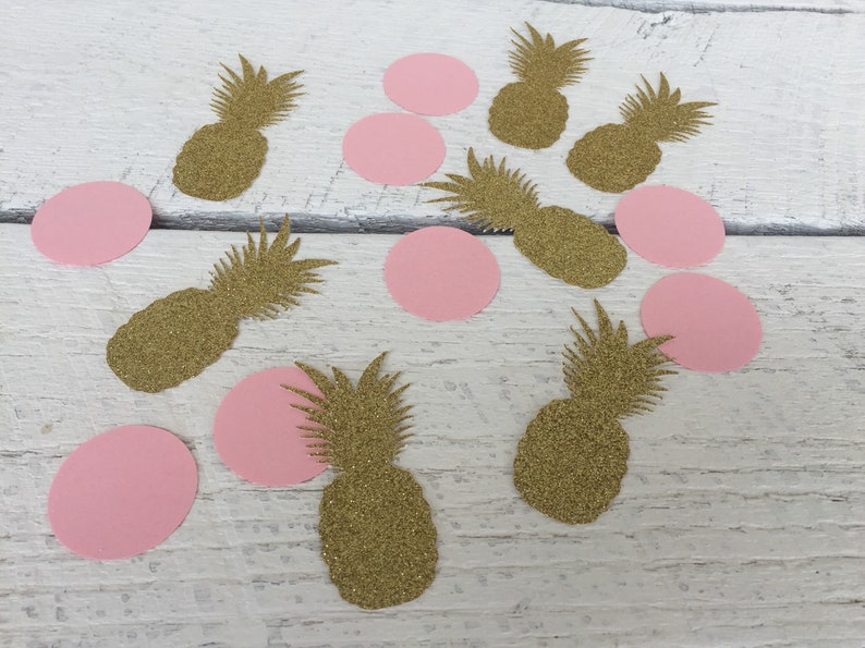 Pink and Gold Pineapple Confetti, 50 pieces, Pineapple Birthday Party image 1
