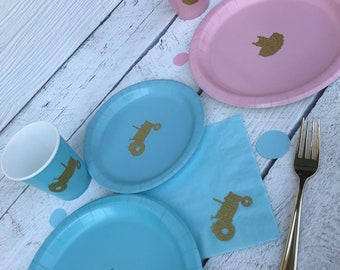 Tractors or Tutus Gender Reveal Party Cups, Plates, and Napkins, Boy or Girl Party, Its a Boy, Its a Girl