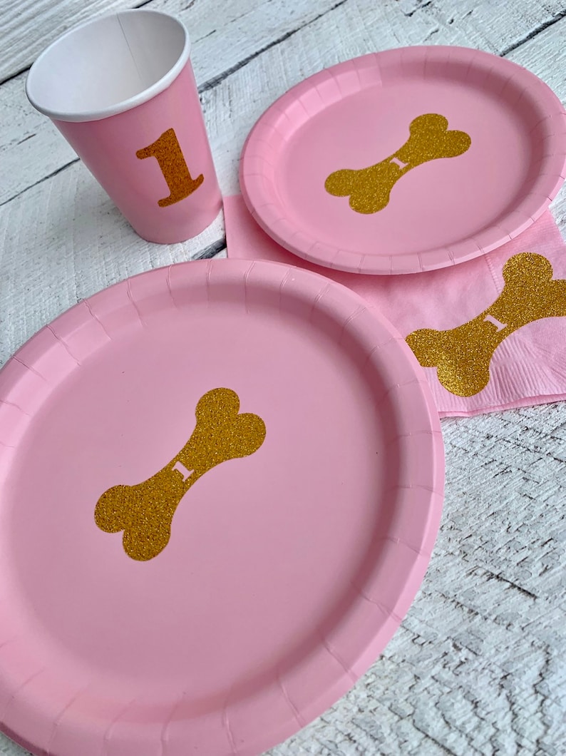 Mans Best Friend is Turning ONE Bone Cups Plates and Napkins Dog Birthday Party Dog Themed Birthday Dog Pawty