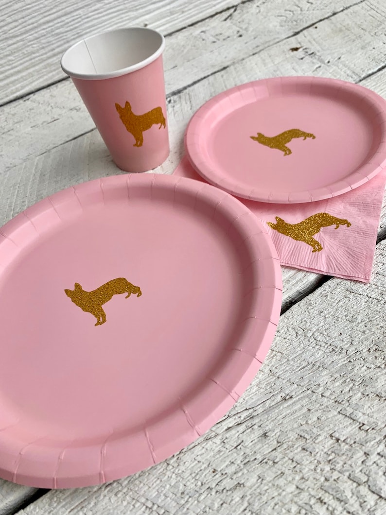 German Shepherd Cups Plates and Napkins Dog Birthday Party Dog Themed Birthday Dog Pawty