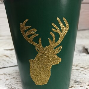 Hunter Green and Gold Deer Cups, Plates and Napkins, Grooms Table ...