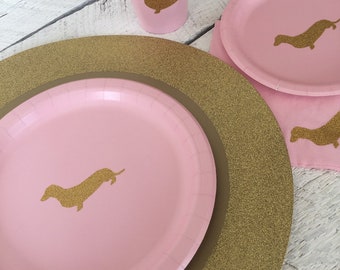 Dachshund Cups, Plates and Napkins, Dog Birthday Party, Dog Themed Birthday, Dog Pawty
