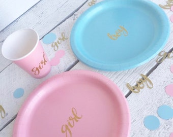 Gender Reveal Party or Baby Shower Cups, Plates, and Napkins, Boy or Girl Party, Baby Shower Supplies, Its a Boy, Its a Girl