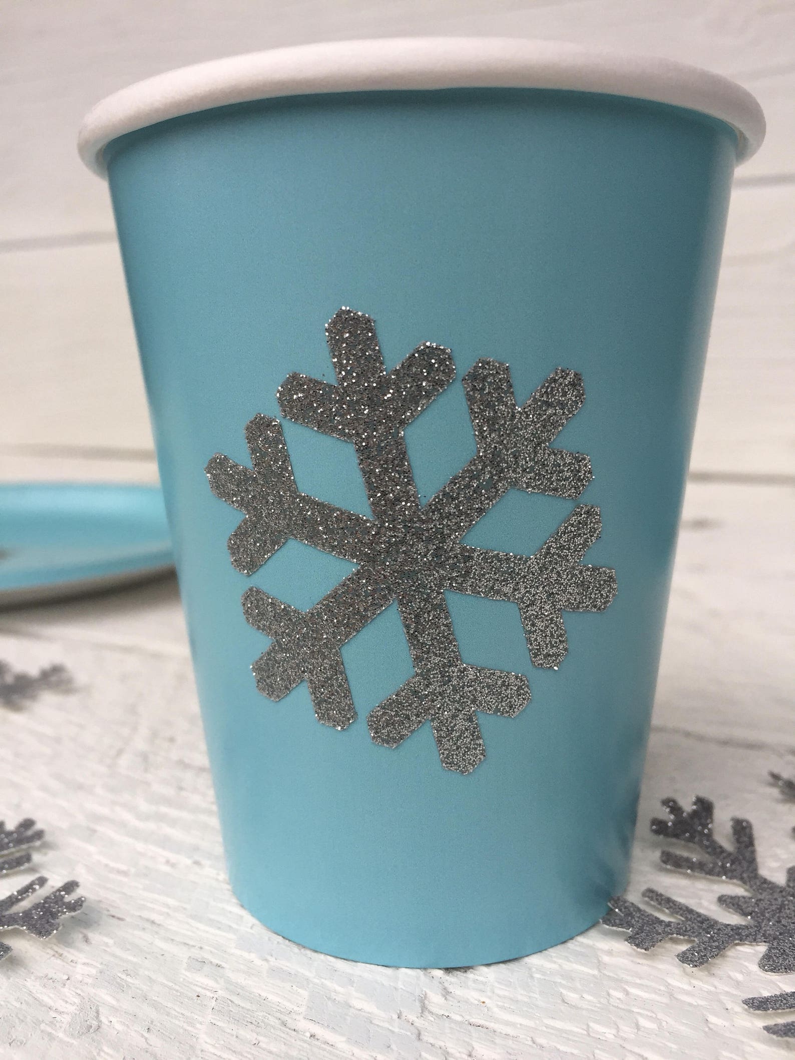 Pastel Blue and Silver Snowflake Cups Plates and Napkins Etsy