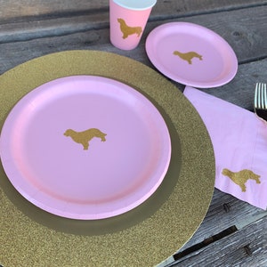 Golden Retriever Cups, Plates and Napkins, Dog Birthday Party, Dog Themed Birthday, Dog Pawty