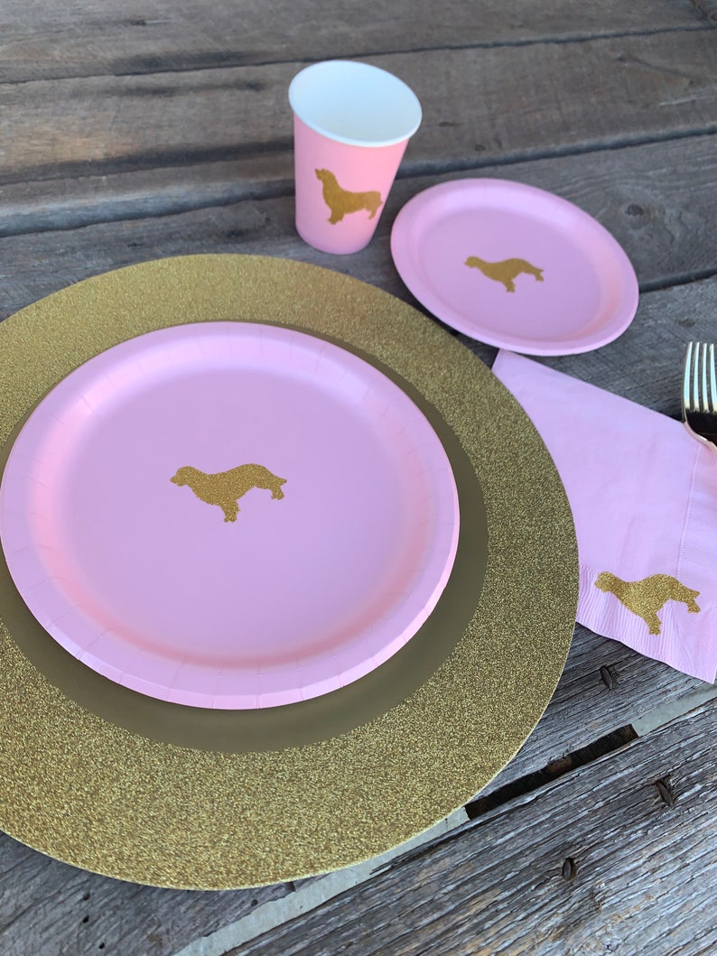 Golden Retriever Cups Plates and Napkins Dog Birthday Party Dog Themed Birthday Dog Pawty