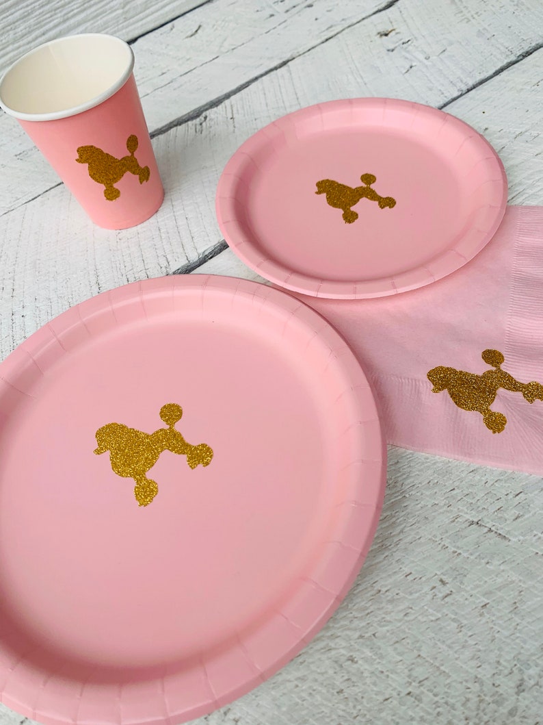 Poodle Cups Plates and Napkins Dog Birthday Party Dog Themed Birthday Dog Pawty