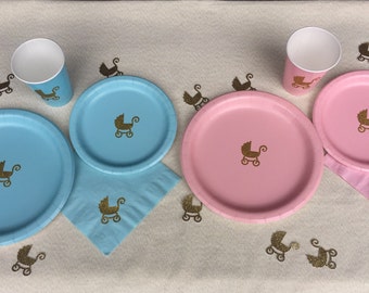 Gender Reveal Party or Baby Shower Cups, Plates, and Napkins, Boy or Girl Party, Baby Shower Supplies, Its a Boy, Its a Girl, Pink or Blue