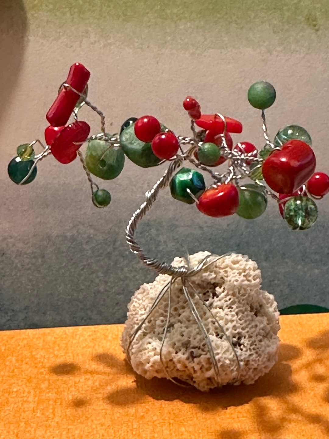 Wire Stone Bonsai Tree 3 Tall With Natural Base Rock From Florida Beach