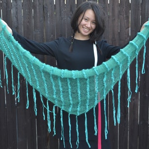 StephanieBoffice Hand Knit Triangle Scarf - Electric Shock