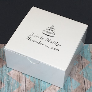 Personalized White Cake or Candy Favor Box 4x4x2