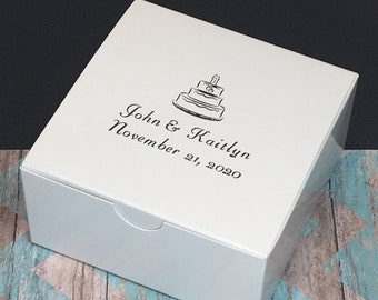 Personalized White Cake or Candy Favor Box 4x4x2