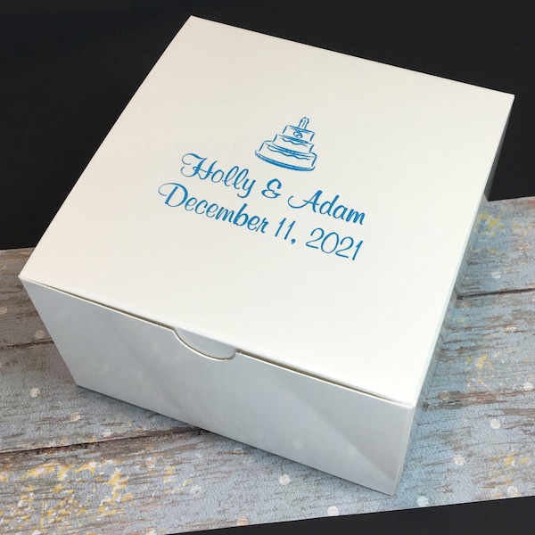 Personalized White Cake or Candy Favor Box 5x5x3