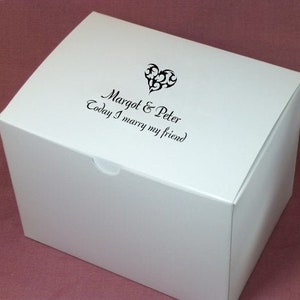 Personalized White Cake or Candy Favor Box 6x4.5x4.5