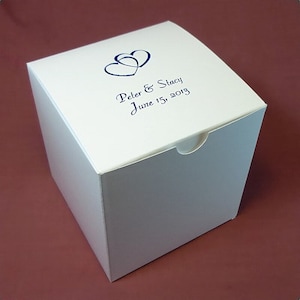 Personalized White Cake or Candy Favor Box 4x4x4