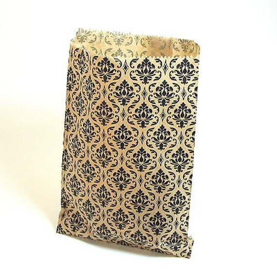 100 5 X 7 Paper Gift Bags Kraft Damask - Etsy