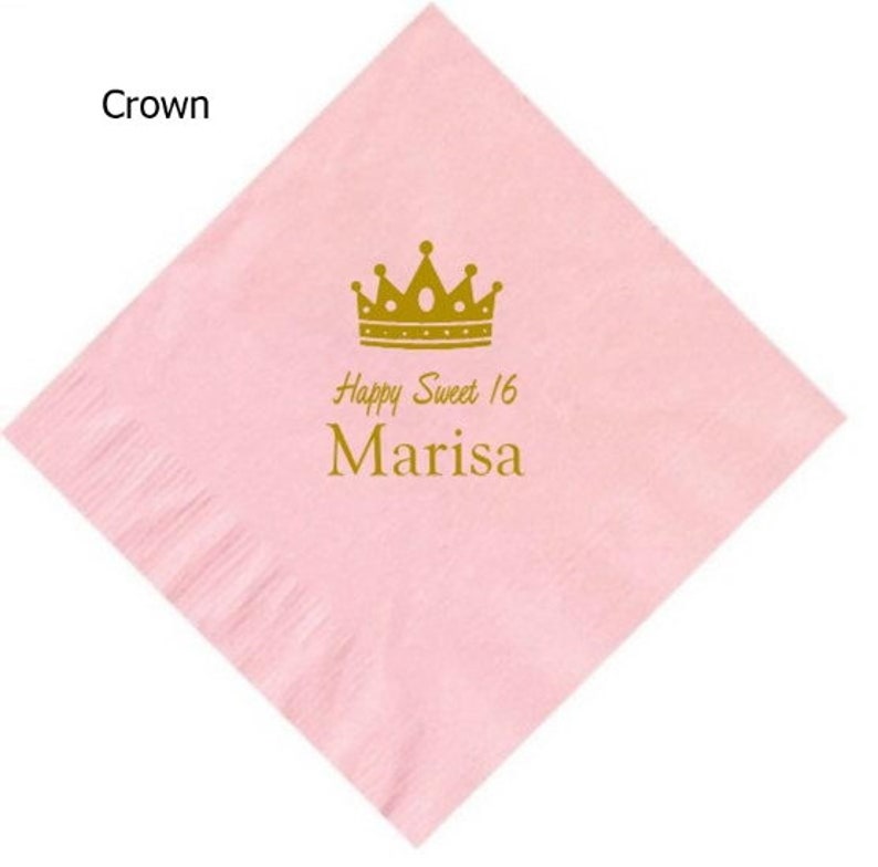 Personalized Crown Sweet 16 or Quinceanera Beverage Napkins Etsy