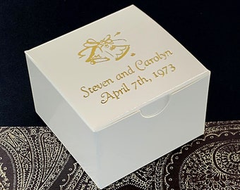 Personalized White Candy Treat Favor Box 3x3x2