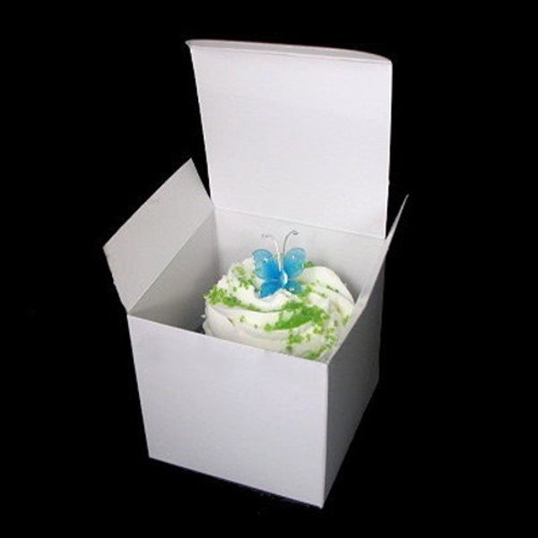 White Gloss Cupcake, Cookie, Candy Favor Box - 3x3x3"