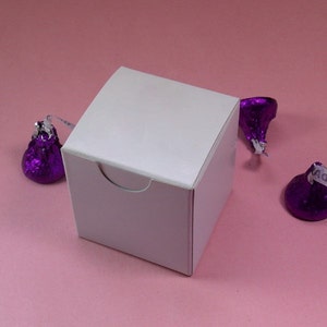 White Gloss Candy Treat Favor Box - 2x2x2"