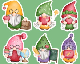 Back to School Gnomes | Back to School Stickers | Gnome Sticker | Teacher Gnome| Student Gnomes| For pencil boxes| for planners| for journal