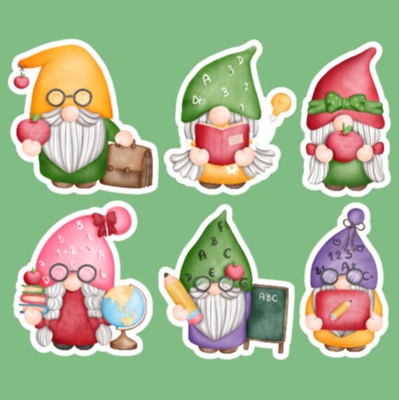 Back to School Gnomes | Back to School Stickers | Gnome Sticker | Teacher Gnome| Student Gnomes| For pencil boxes| for planners| for journal